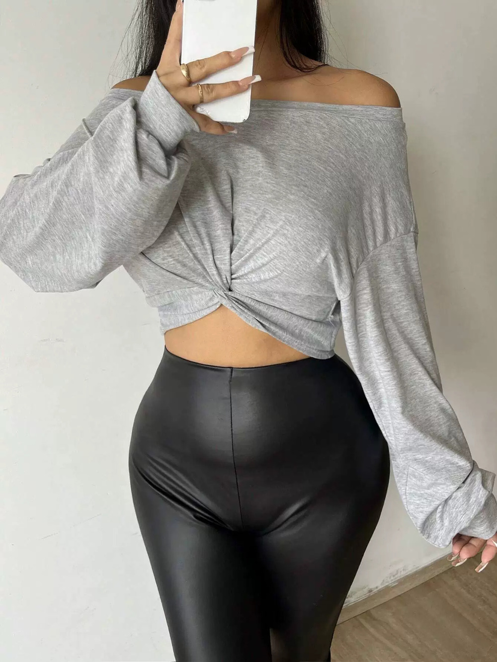 ZARA Sexy Off Shoulder Long Sleeve Fitted Crop Top Spring Summer for Women